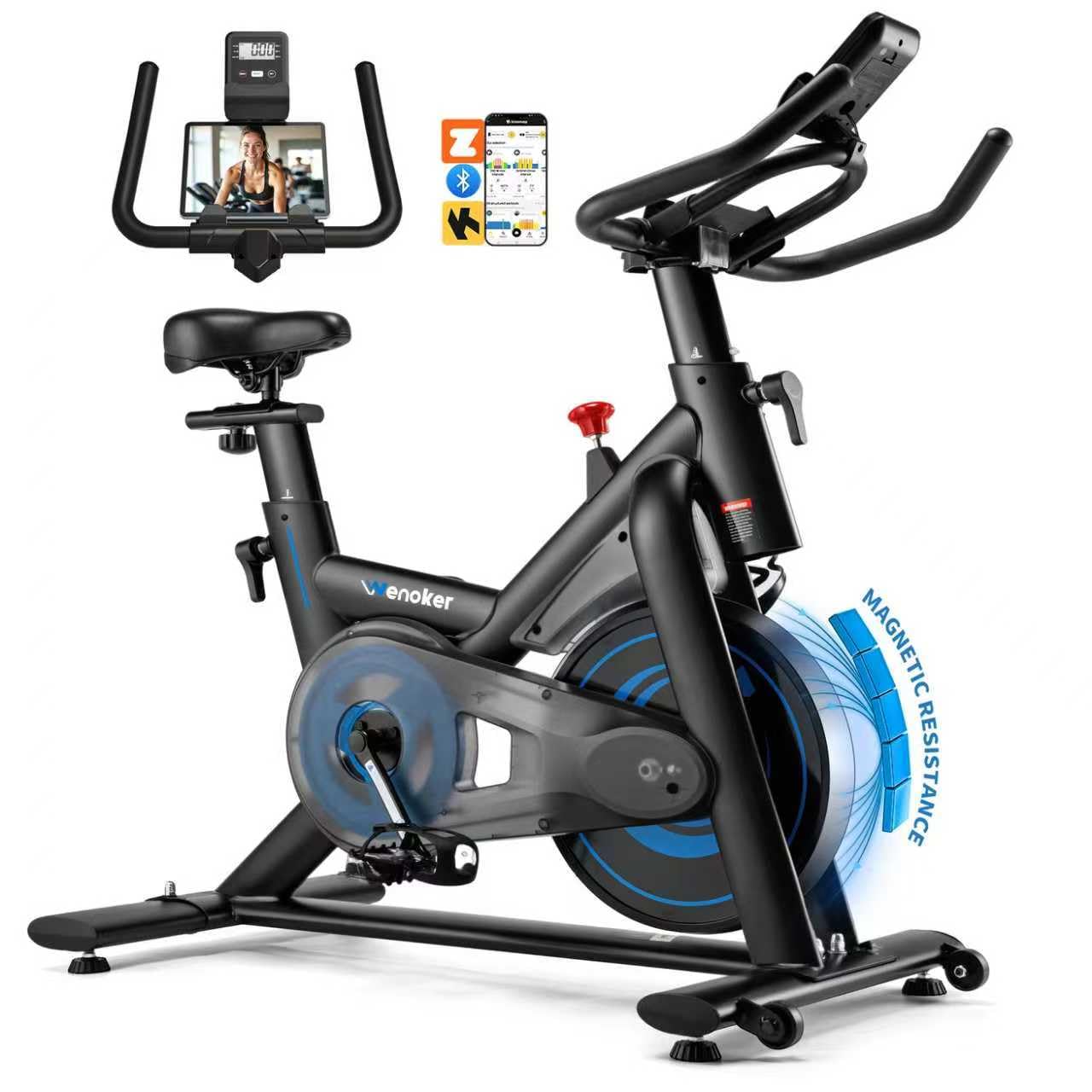 Spinning Bike mit Magnetwiderstand & App – Indoor Cycling Bike 159kg Belastbarkeit, LCD-Monitor