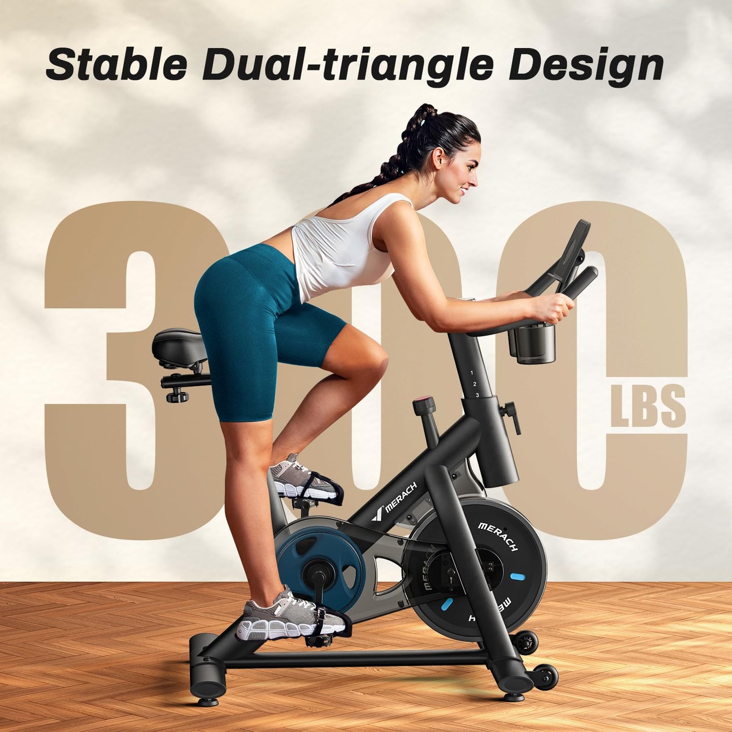 MERACH Heimtrainer Fahrrad leise – Indoor Cycling Bike mit App, 136kg Belastbarkeit, Tablethalter