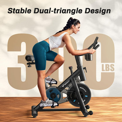 MERACH Heimtrainer Fahrrad leise – Indoor Cycling Bike mit App, 136kg Belastbarkeit, Tablethalter