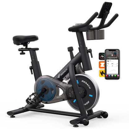 MERACH Heimtrainer Fahrrad leise – Indoor Cycling Bike mit App, 136kg Belastbarkeit, Tablethalter