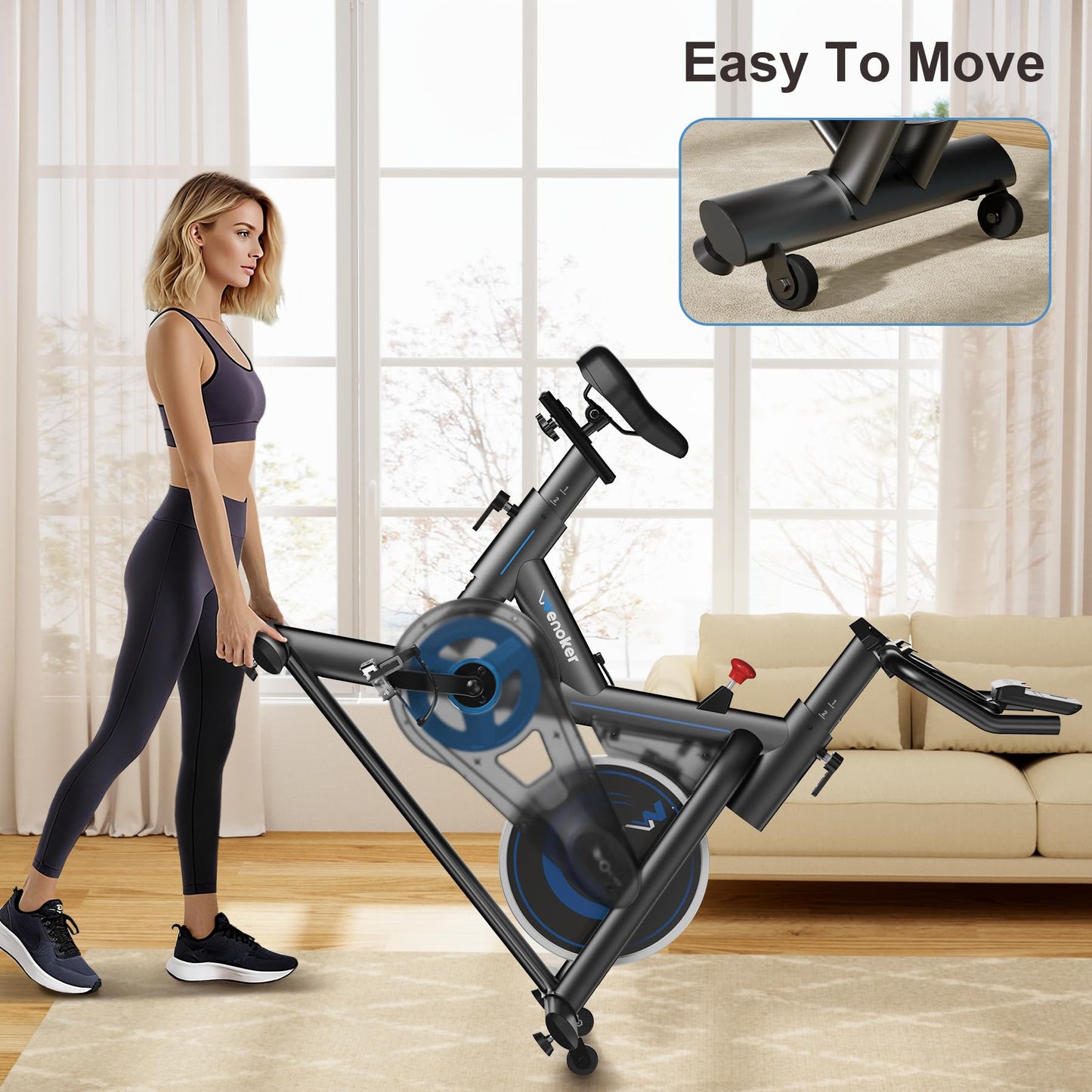 Spinning Bike mit Magnetwiderstand & App – Indoor Cycling Bike 159kg Belastbarkeit, LCD-Monitor