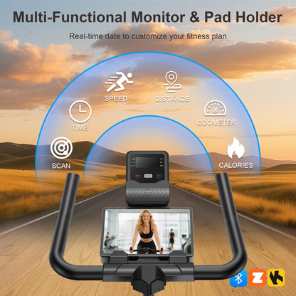 Spinning Bike mit Magnetwiderstand & App – Indoor Cycling Bike 159kg Belastbarkeit, LCD-Monitor
