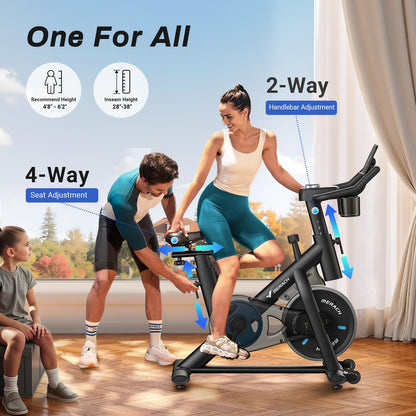 MERACH Heimtrainer Fahrrad leise – Indoor Cycling Bike mit App, 136kg Belastbarkeit, Tablethalter