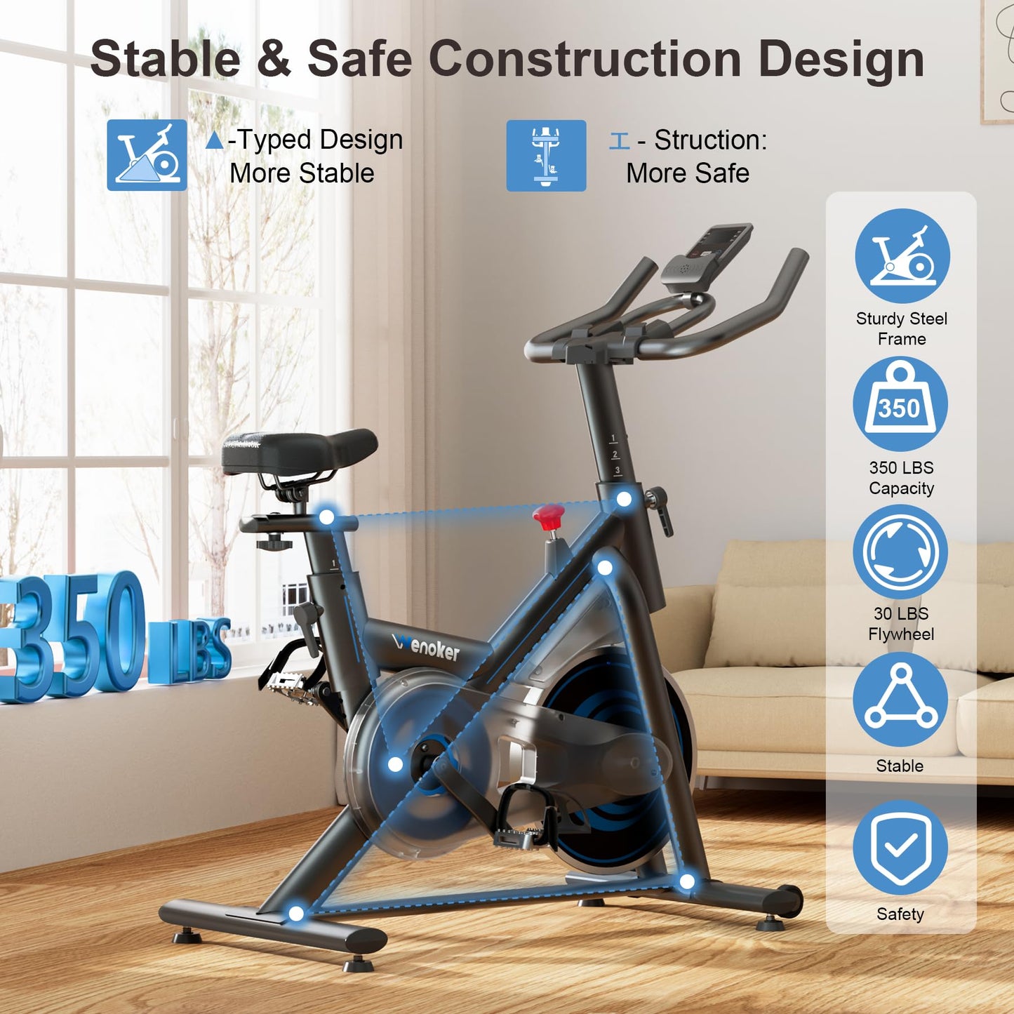 Spinning Bike mit Magnetwiderstand & App – Indoor Cycling Bike 159kg Belastbarkeit, LCD-Monitor