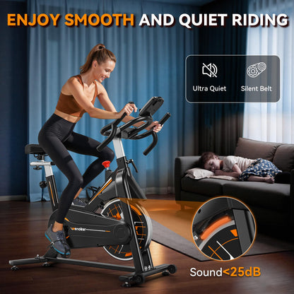 Wenoker Heimtrainer Fahrrad mit App, flüsterleiser Riemenantrieb, 350 lbs Belastbarkeit