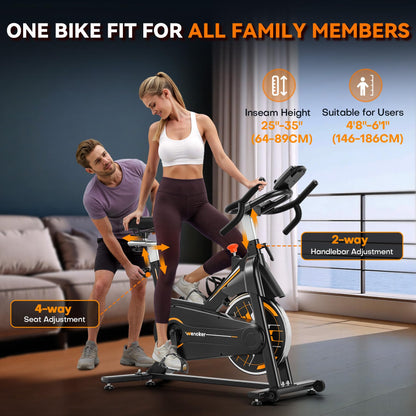 Wenoker Heimtrainer Fahrrad mit App, flüsterleiser Riemenantrieb, 350 lbs Belastbarkeit