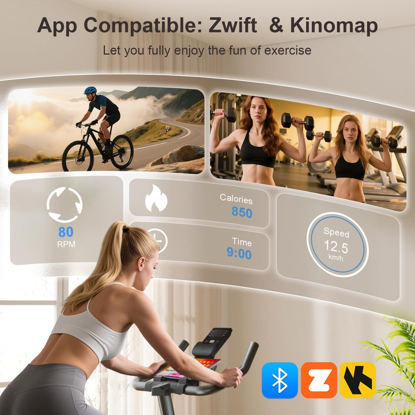 Spinning Bike mit Magnetwiderstand & App – Indoor Cycling Bike 159kg Belastbarkeit, LCD-Monitor