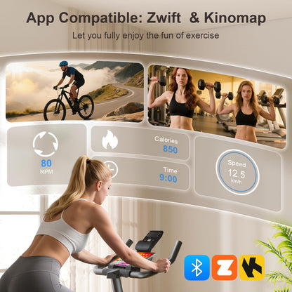 Spinning Bike mit Magnetwiderstand & App – Indoor Cycling Bike 159kg Belastbarkeit, LCD-Monitor